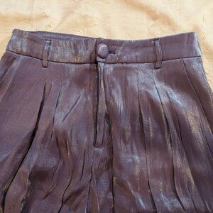 Shiny Wide Leg Purple Dress Pants